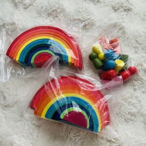 Montessori Rainbow Wooden Baby Toddler Toys Wood Peg People Colorful Bright Lot